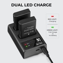 K&F Concept NP-F970 Dual Slot Charger with 2 Pack Battery
