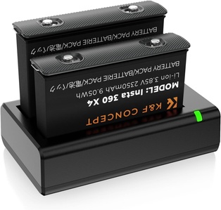 K&F Concept 360 X4 Battery, 2 Pack X4 Batteries and Fast LED Charger Compatible with Insta360 X4 Action Camera